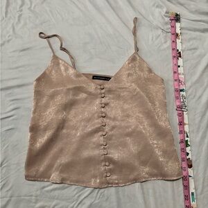 Brandy Melville Shimmery Blush Pink Satin Button-Front Cami